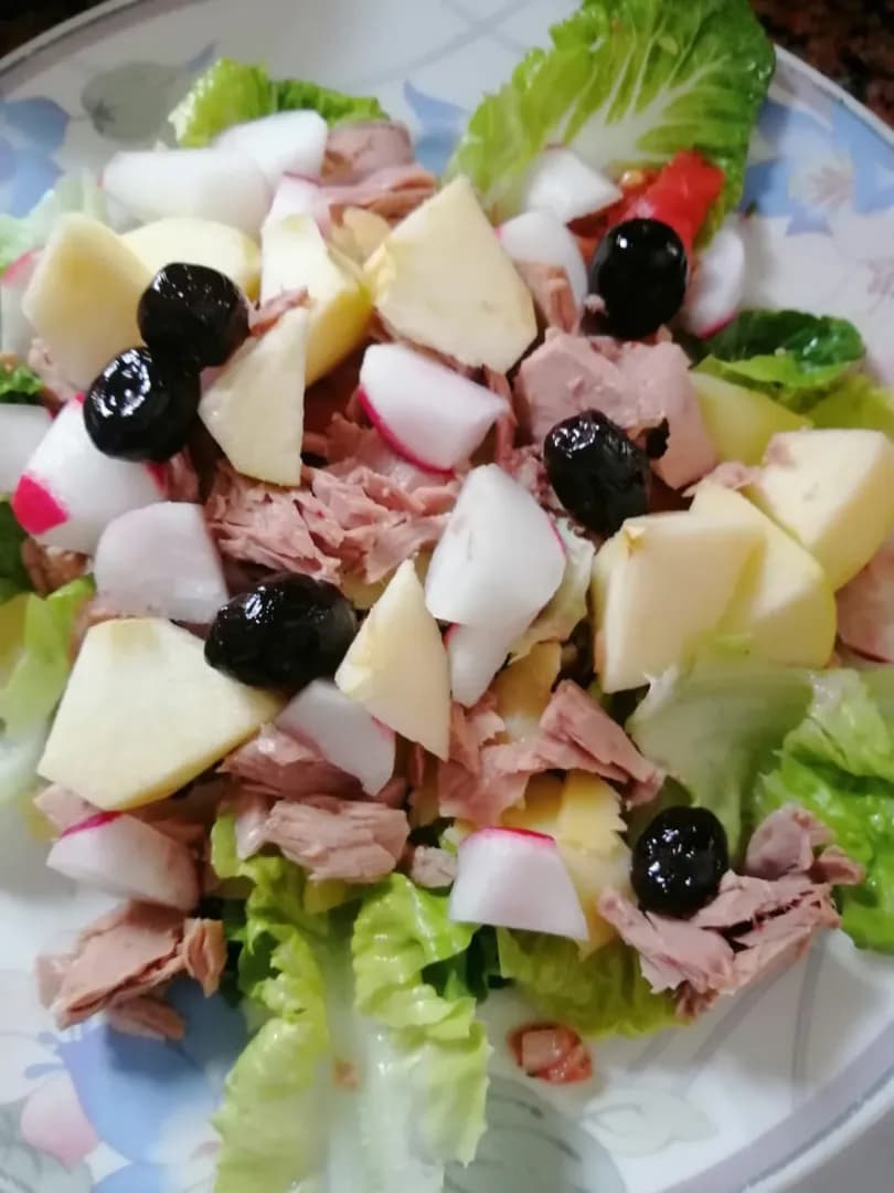 Varied Salad with Tuna and Red Cheese